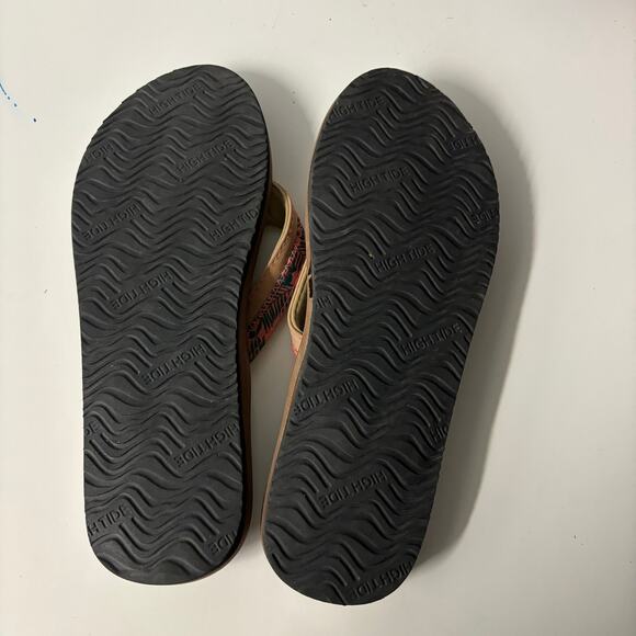 Hi Tide Flip Flop Sandals XH-0521-10 Coral Green Hawaiian Print Size 10 - Picture 7 of 12